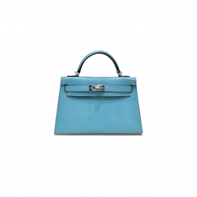 HERMÈS MASTER MINI KELLY II BLEU CELESTE 28566 (19*12*5.5cm)